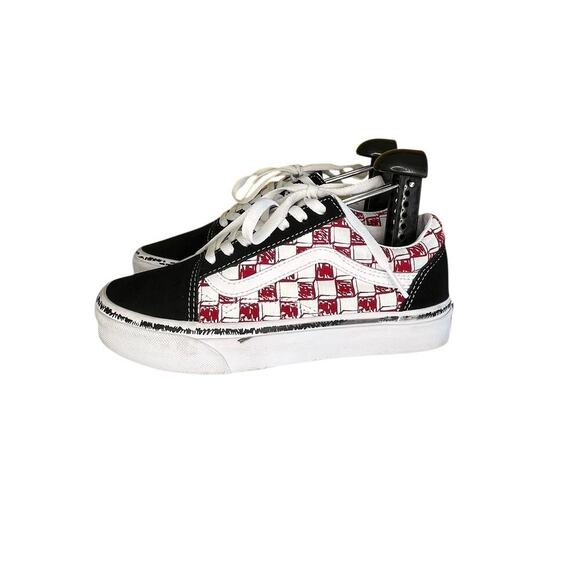 ***SOLD*** Vans Old Skool Low Sketch Red Checkered Shoes Womens 7 - Picture 1 of 6